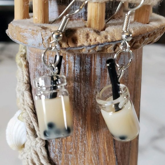 Boba Milk Tea Earrings - Picture 6 of 9
